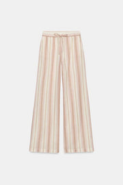 Pantalon large à rayures en fil métallisé