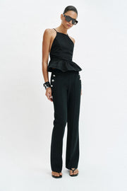 Pantalon coupe évasée à boutons
