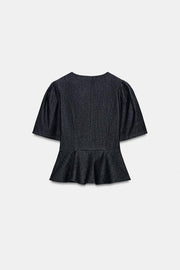 Top peplum à brandebourgs