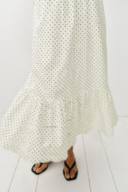 Robe midi imprimée brodée ajourée