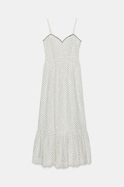 Robe midi imprimée brodée ajourée