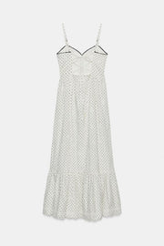 Robe midi imprimée brodée ajourée
