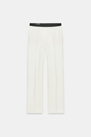 Pantalon droit à taille contrastée