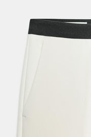 Pantalon droit à taille contrastée