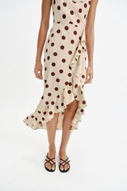 Robe midi à pois en lin