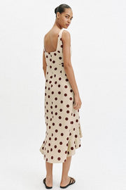 Robe midi à pois en lin