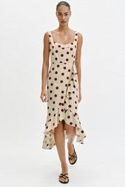Robe midi à pois en lin