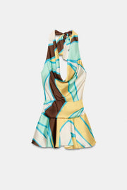 Robe mini dos-nu imprimée