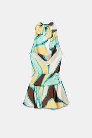 Robe mini dos-nu imprimée