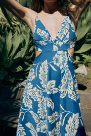 Robe midi imprimée à fentes