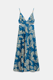 Robe midi imprimée à fentes