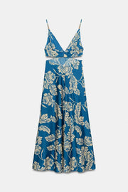 Robe midi imprimée à fentes