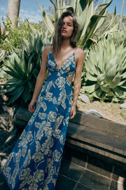 Robe midi imprimée à fentes