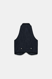 Gilet dos-nu à passepoils contrastés
