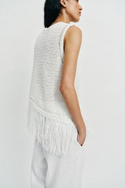 Top en maille à franges