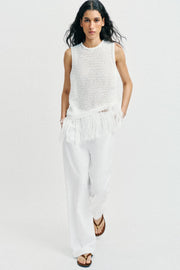 Top en maille à franges