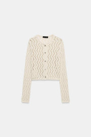 Veste en maille ajourée zigzag