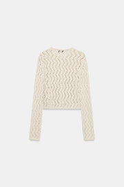 Veste en maille ajourée zigzag