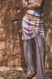 Jupe-culotte longue en maille rayée