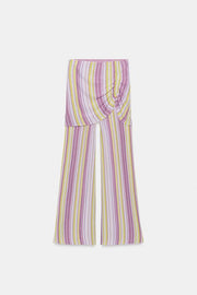 Jupe-culotte longue en maille rayée
