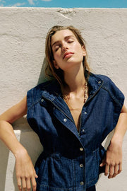 Gilet en lin à taille élastique