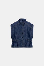Gilet en lin à taille élastique