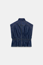 Gilet en lin à taille élastique