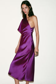 Robe midi asymétrique satinée