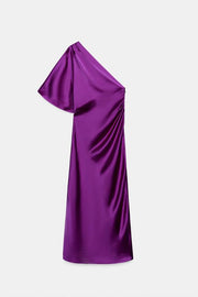 Robe midi asymétrique satinée