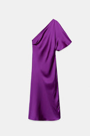 Robe midi asymétrique satinée