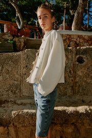 Blouson à brandebourgs en lin