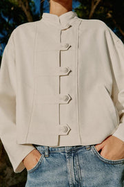 Blouson à brandebourgs en lin