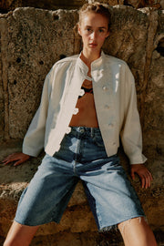 Blouson à brandebourgs en lin