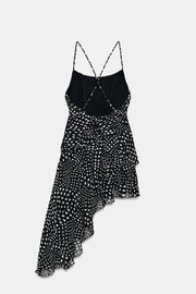 Robe drapée à pois