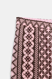 Pantalon large à broderies ajourées