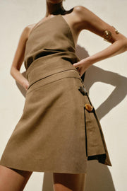 Jupe-culotte en lin à perles