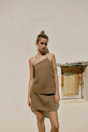 Jupe-culotte en lin à perles