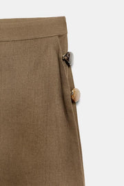 Jupe-culotte en lin à perles