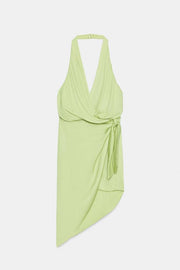 Robe asymétrique satinée avec nœud