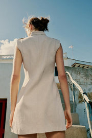 Robe mini à brandebourgs en lin