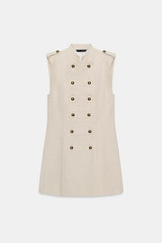 Robe mini à brandebourgs en lin