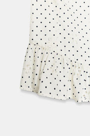 Top imprimé à broderies ajourées