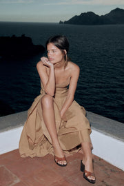 Robe midi fluide à bretelles