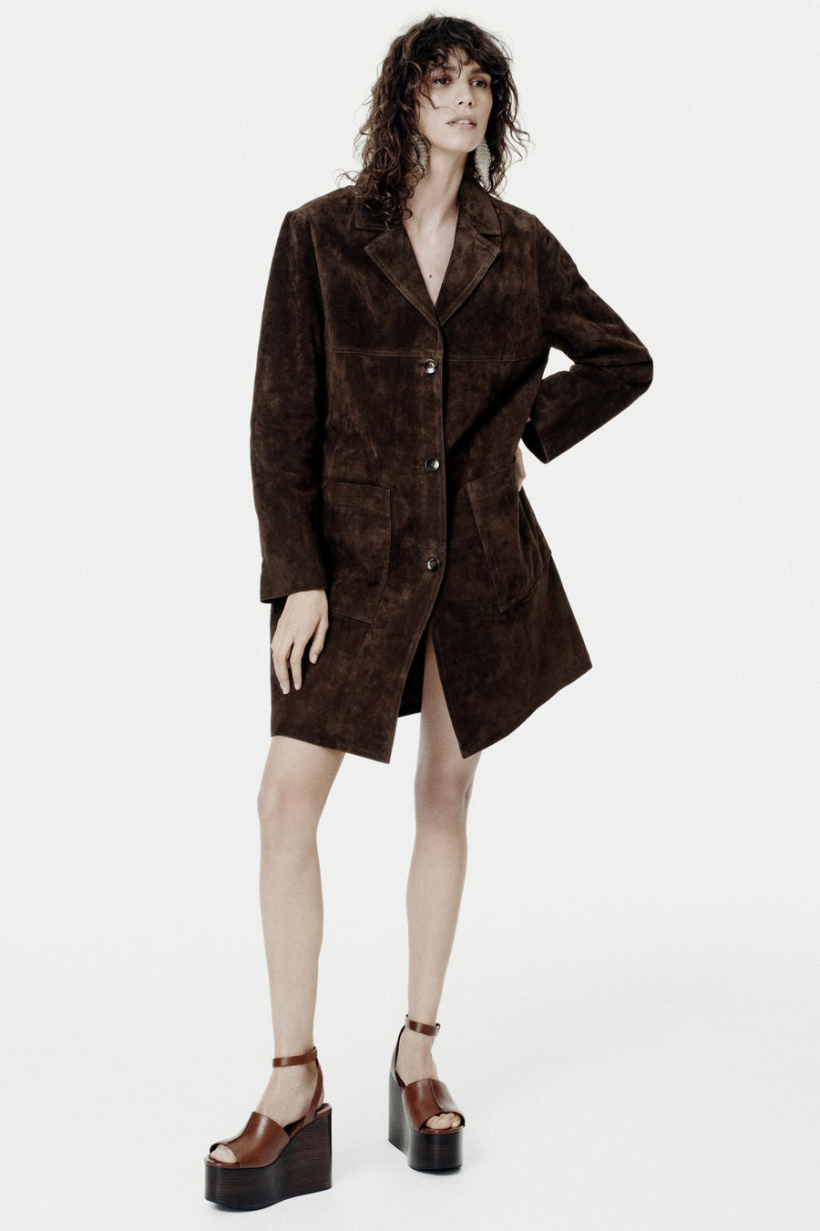 Manteau 100 % cuir suédé ZW Collection Édition limitée