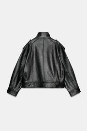 Blouson bomber 100 % cuir ZW Collection Édition limitée