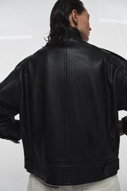 Blouson bomber 100 % cuir ZW Collection Édition limitée