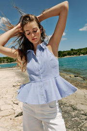 Chemise dos-nu à rayures peplum