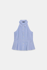 Chemise dos-nu à rayures peplum
