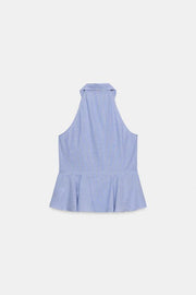 Chemise dos-nu à rayures peplum