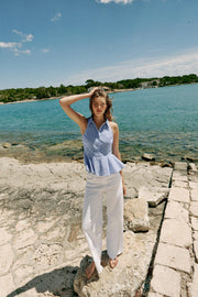 Chemise dos-nu à rayures peplum